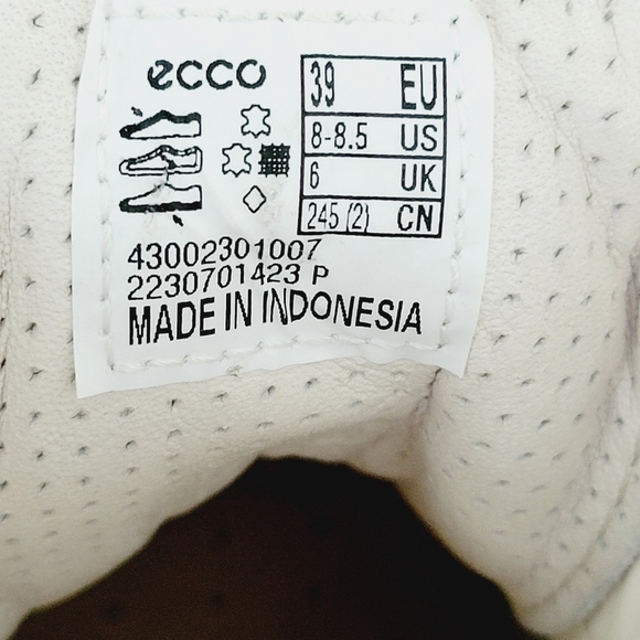 NEW ECCO Ankle Height Style White Soft Leather Sneakers Size 8 - 8.5 US - Picture 8 of 8